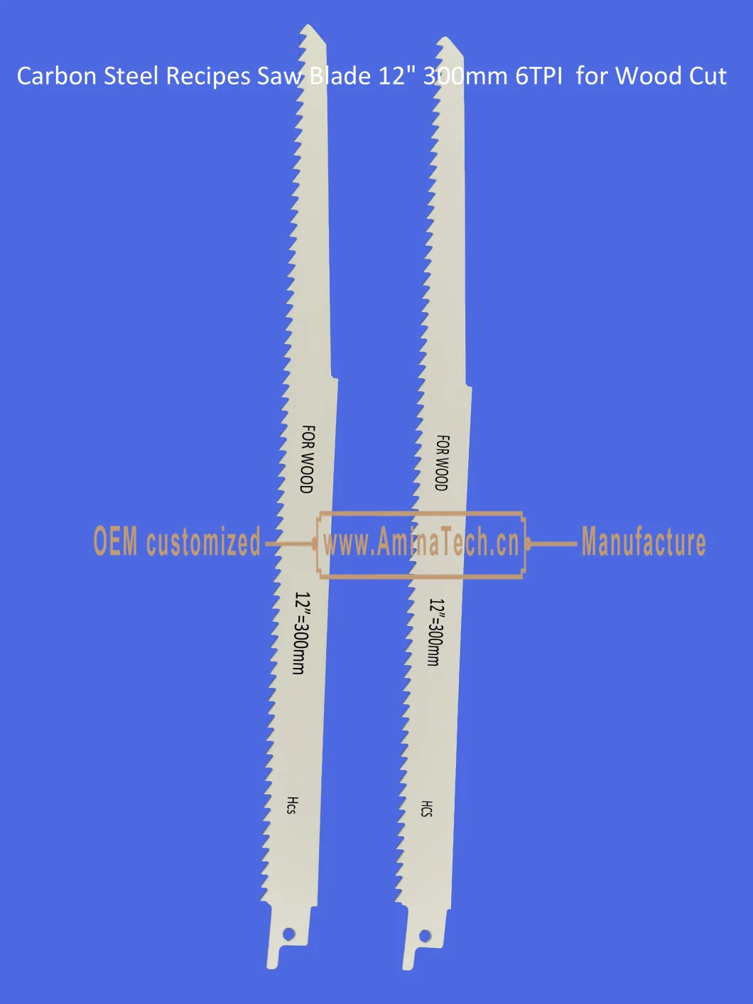 Carbon Steel Recipes Saw Blade 12" 300mm 6TPI for Wood Cut ,Reciprocating,Sabre Saw ,Power Tools