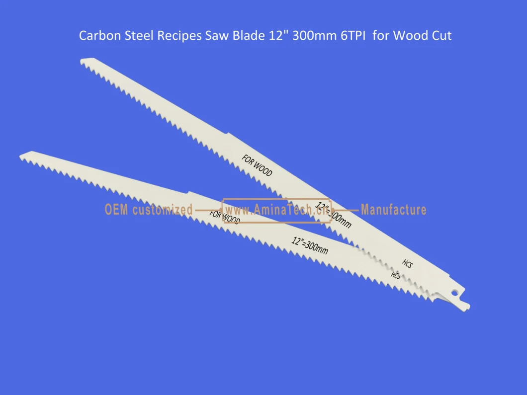 Carbon Steel Recipes Saw Blade 12" 300mm 6TPI for Wood Cut ,Reciprocating,Sabre Saw ,Power Tools